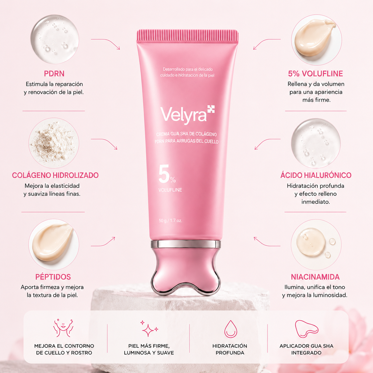 Crema coreana con PDRN colágeno GuaSha